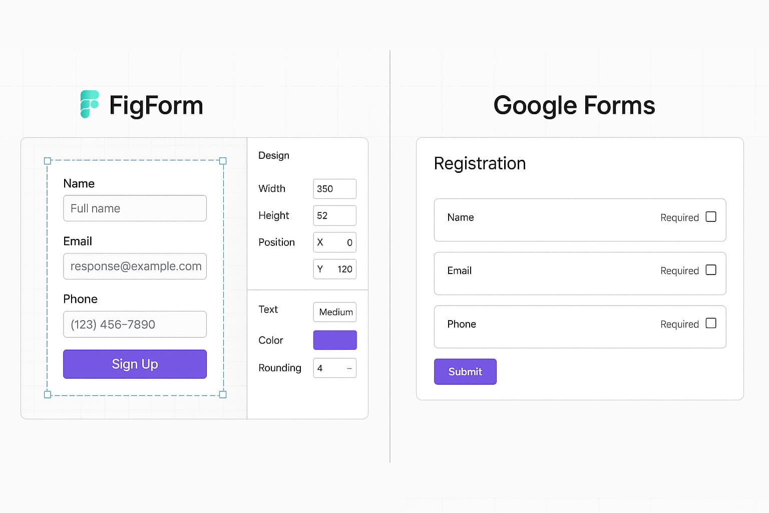 FigForm vs Google Forms: Professional design meets basic forms