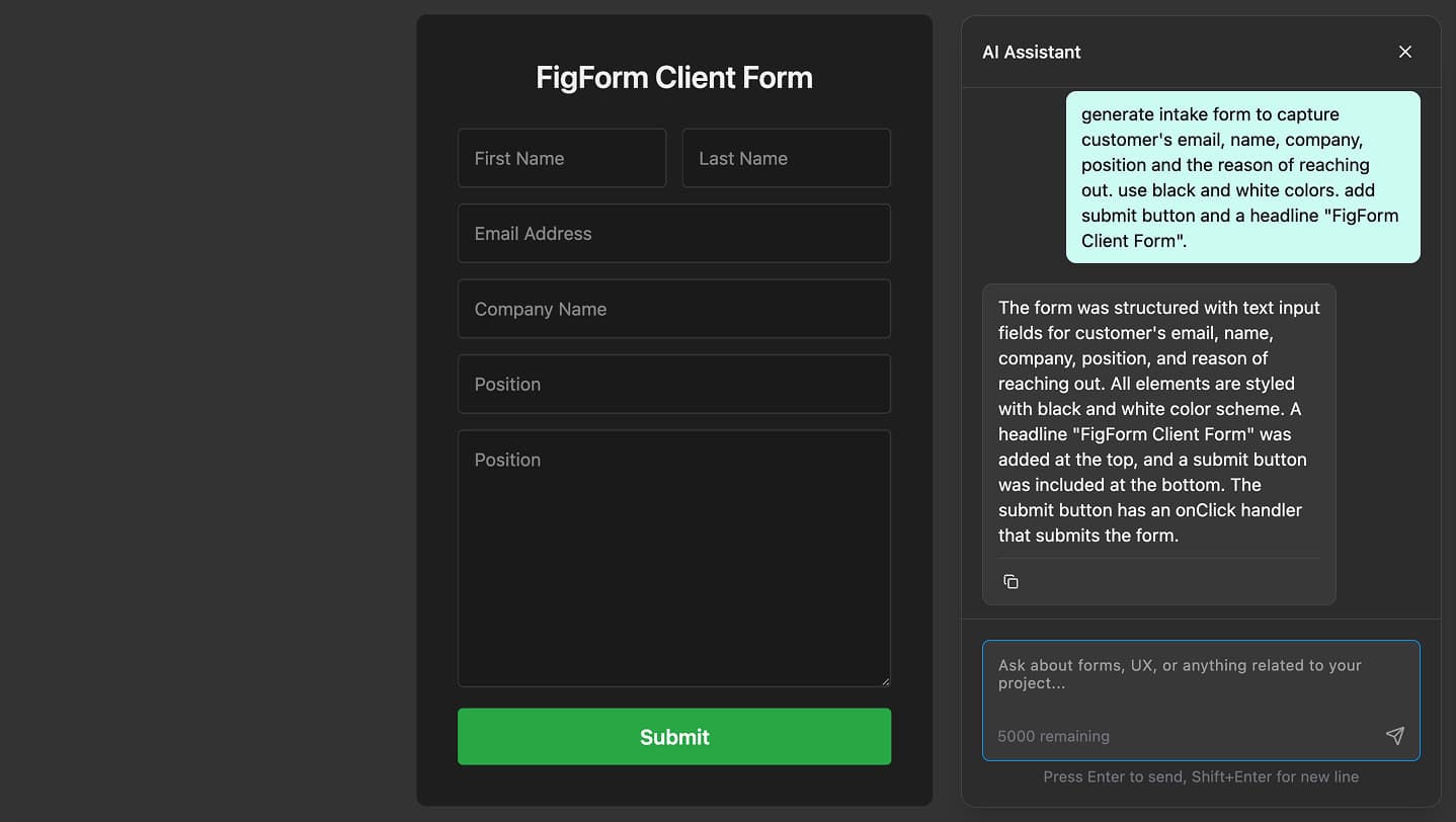FigForm's AI creating intelligent, optimized forms automatically