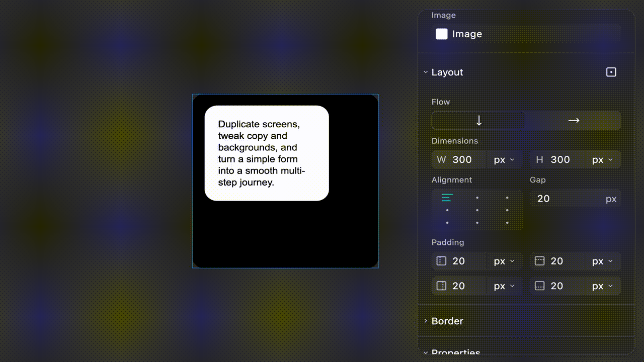Animation showing a user clicking different positions in the alignment grid, with the content inside the container smoothly repositioning to match each selected alignment option.