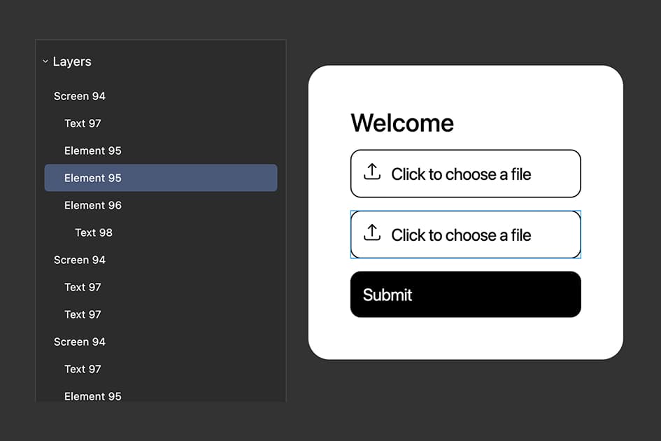 Before and after comparison showing a button element being duplicated, with the duplicate appearing offset 20 pixels down and to the right of the original.