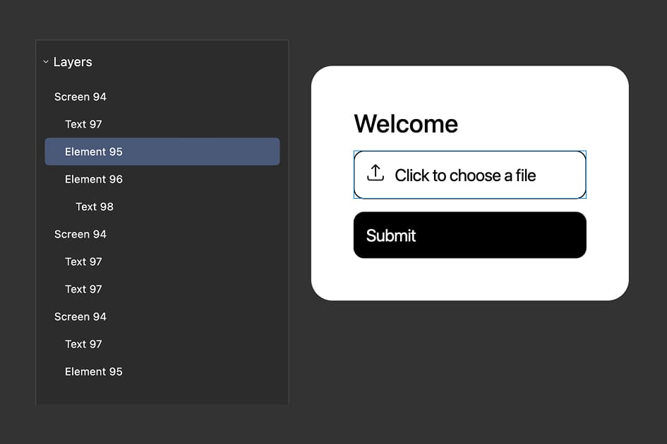 Form canvas with a single text input field selected, shown with a blue selection outline and resize handles.