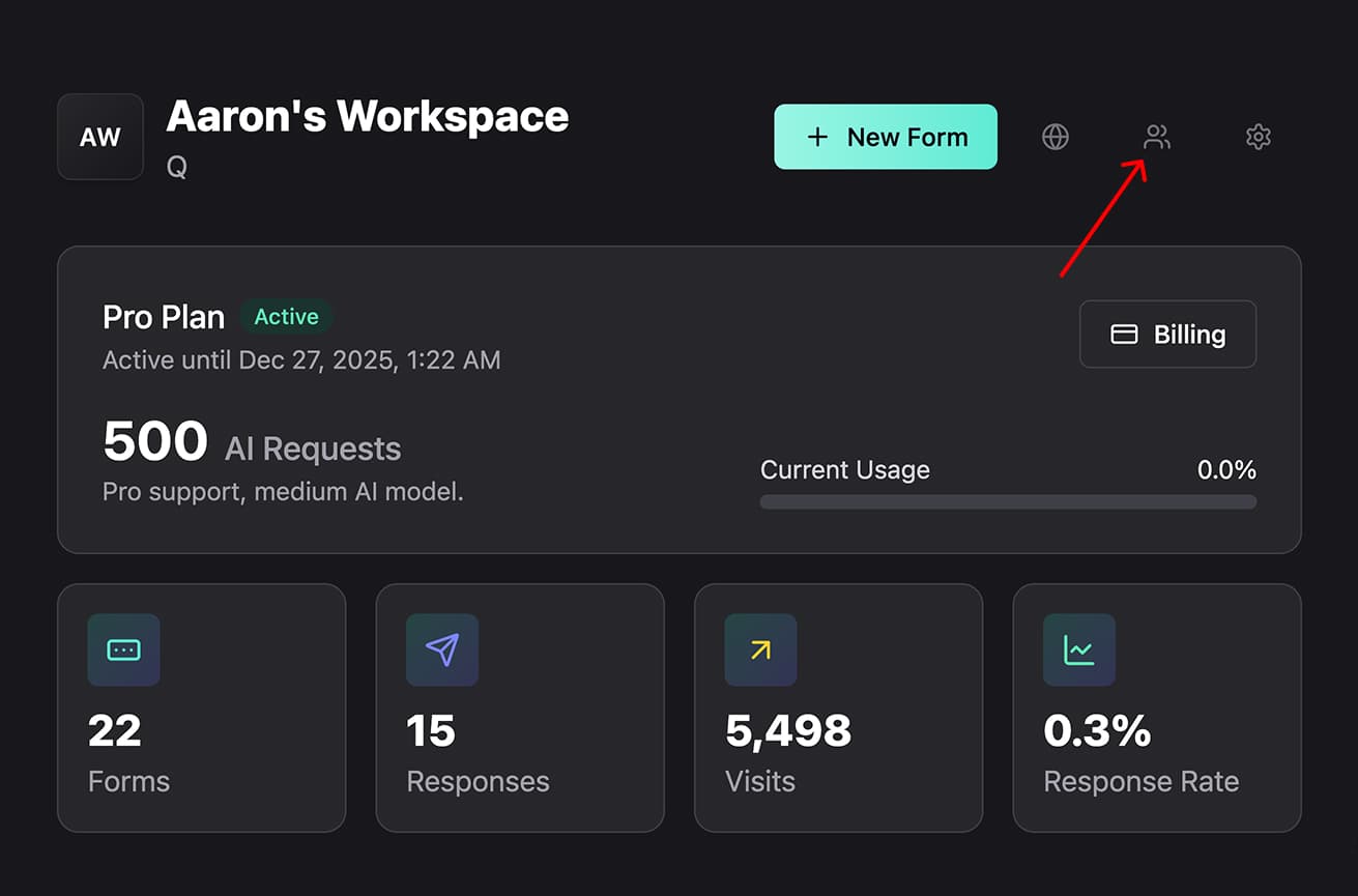 Team Members icon on the workspace page in the navigation menu.