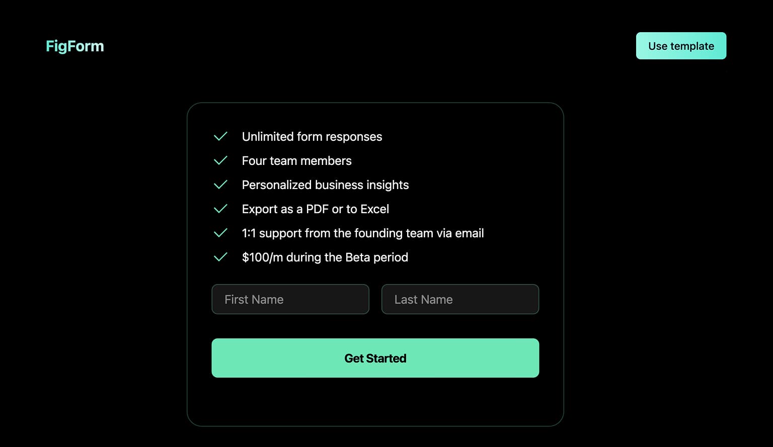 Template detail page showing full preview and 'Use Template' button.
