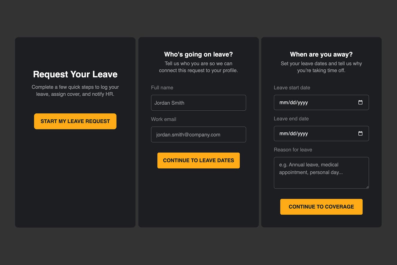 Out Of Office Leave Request Form